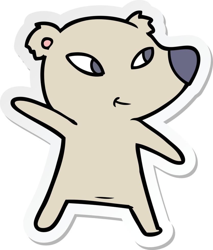 sticker of a cute cartoon bear vector