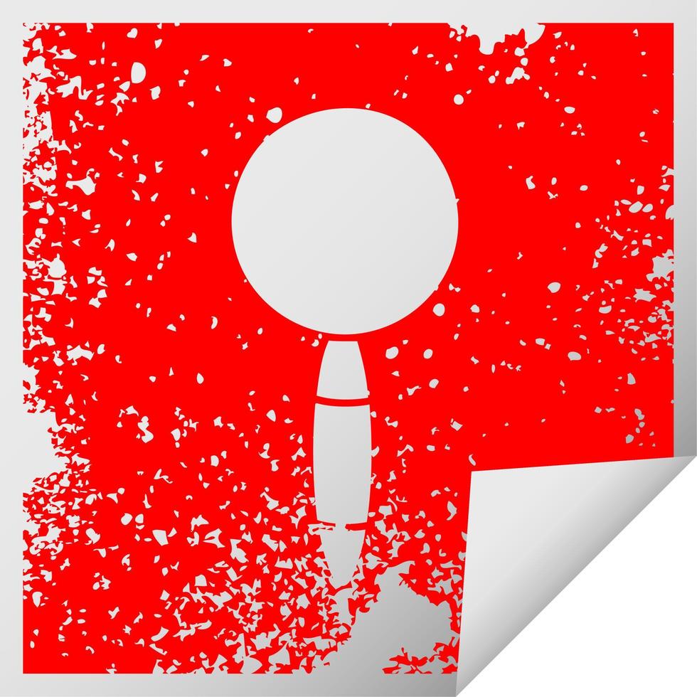 distressed square peeling sticker symbol magnifying glass vector