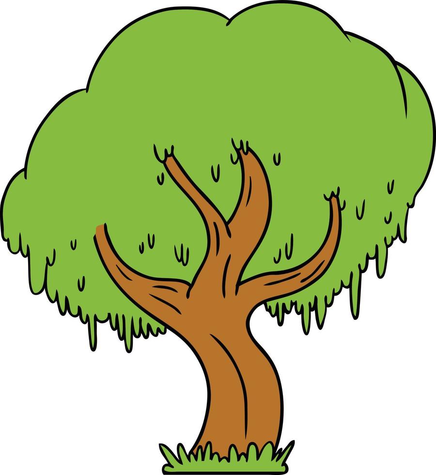 cartoon doodle of a green tree vector