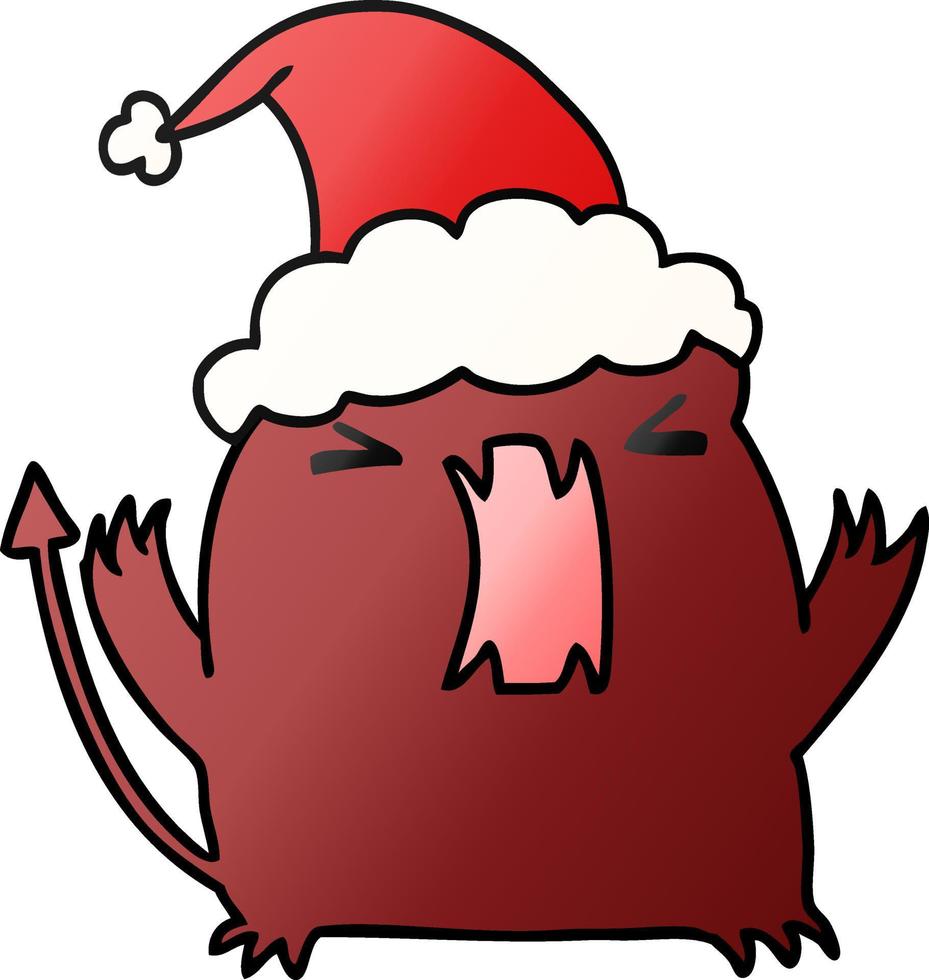 dibujos animados de gradiente de navidad del diablo kawaii vector
