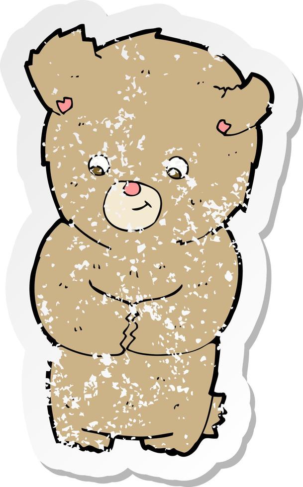 retro distressed sticker of a cartoon teddy bear vector