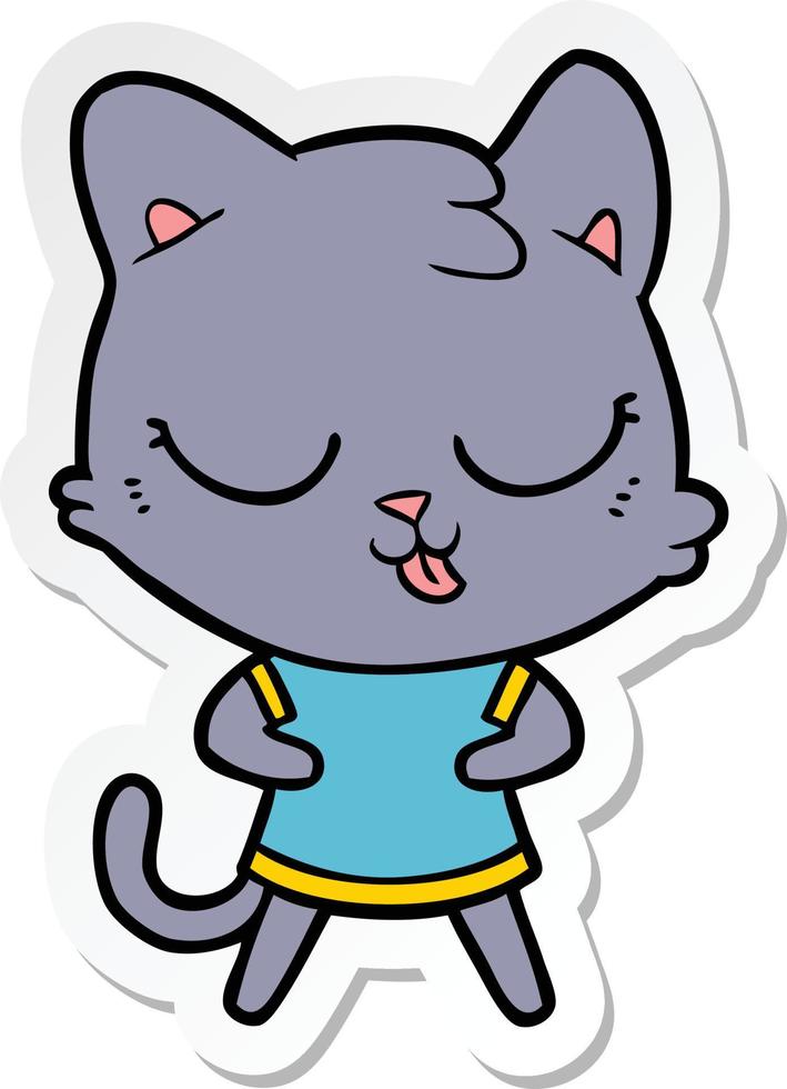 sticker of a cartoon cat vector