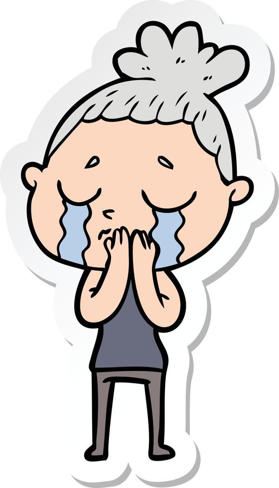 sticker of a cartoon crying woman vector