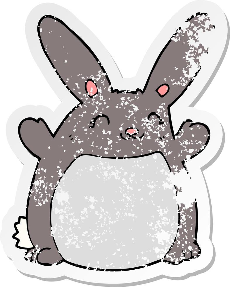 distressed sticker of a cartoon rabbit vector
