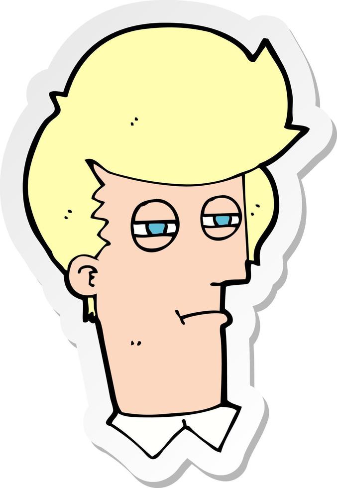 sticker of a cartoon man with narrowed eyes vector