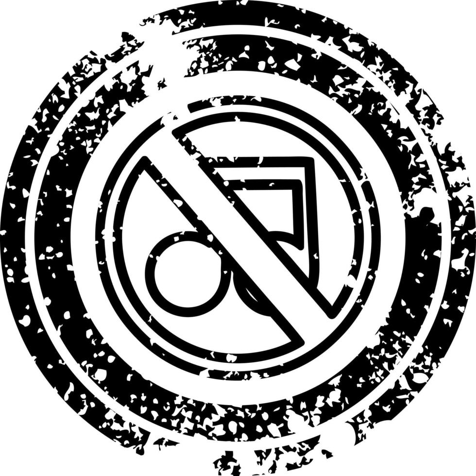 no music distressed icon vector