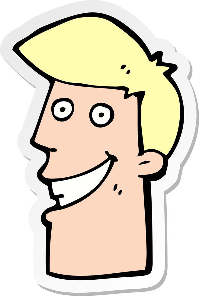 sticker of a cartoon grinning man vector