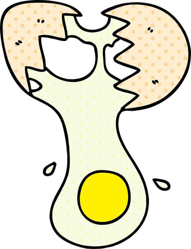 quirky comic book style cartoon cracked egg vector