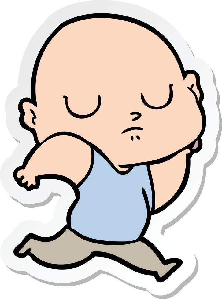 sticker of a cartoon bald man vector