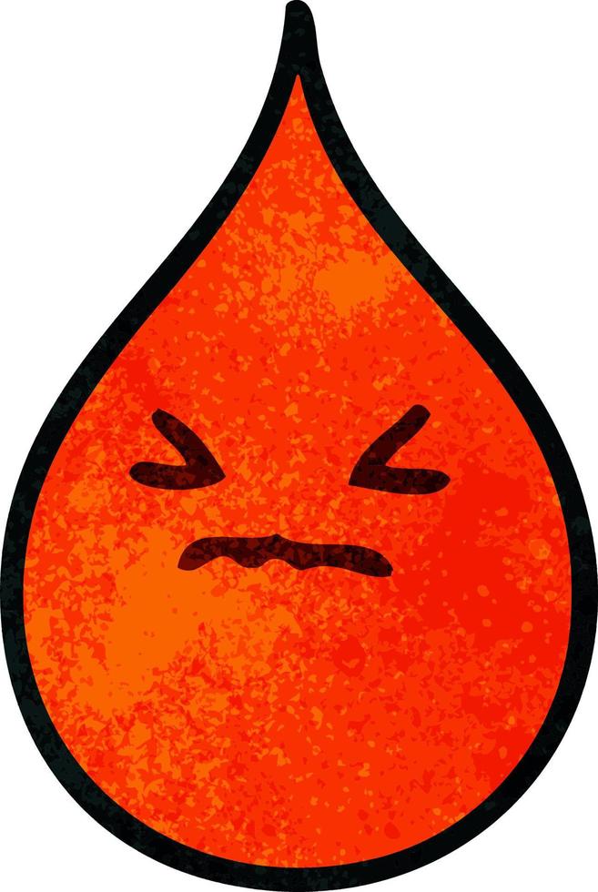 quirky hand drawn cartoon emotional blood drop vector