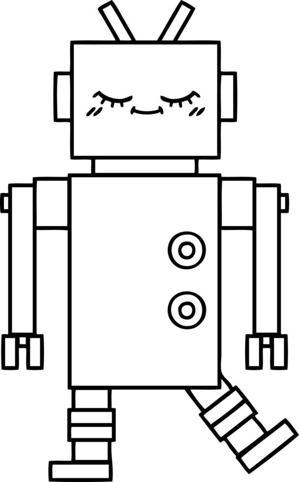 line drawing cartoon robot vector