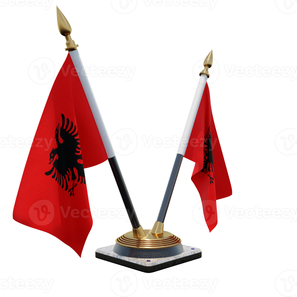 Albania 3d illustration Double V Desk Flag Stand png