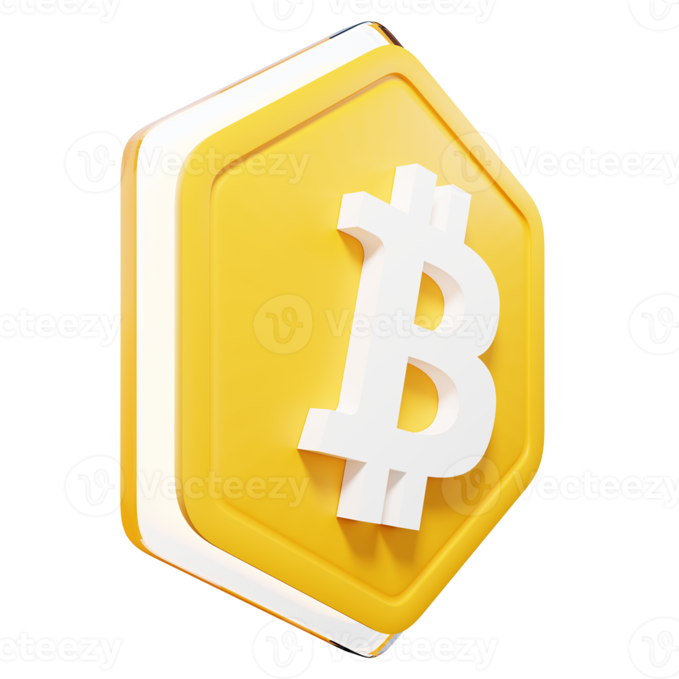 Bitcoin Badge Crypto 3D Rendering png