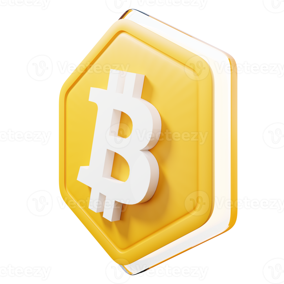 Bitcoin Badge Crypto 3D Rendering png