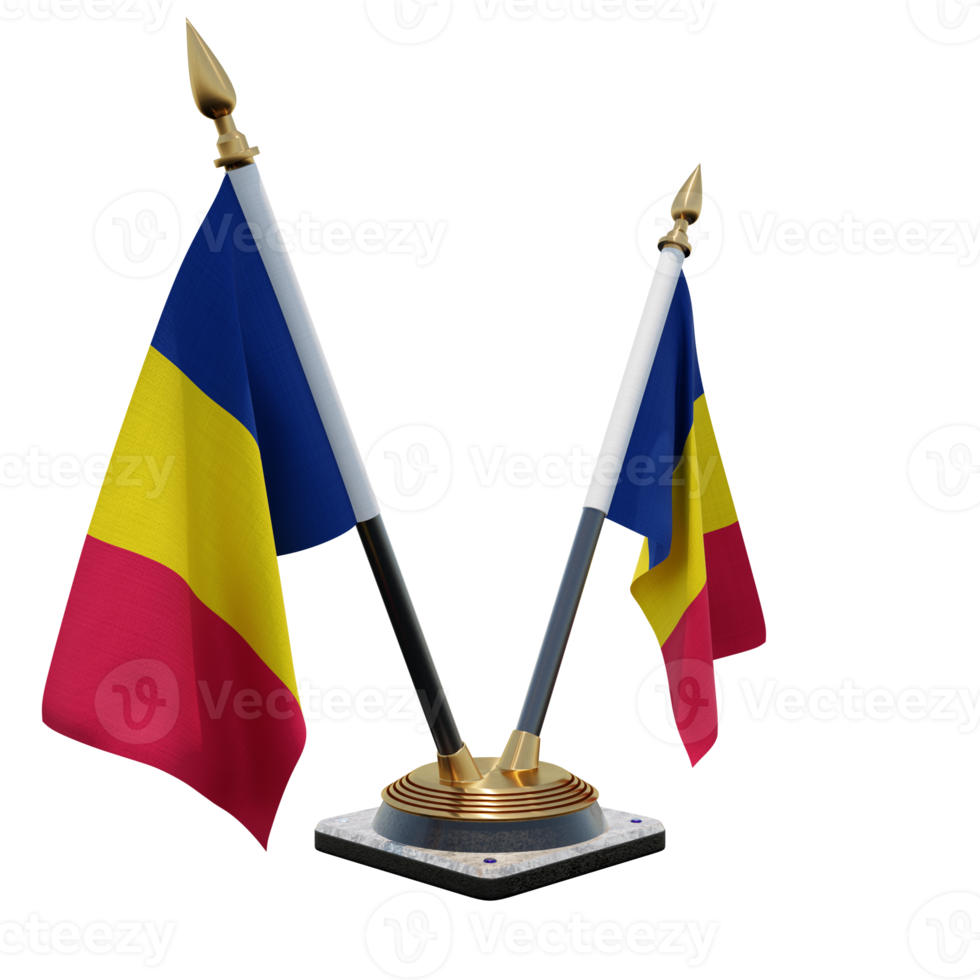 Chad 3d illustration Double V Desk Flag Stand png