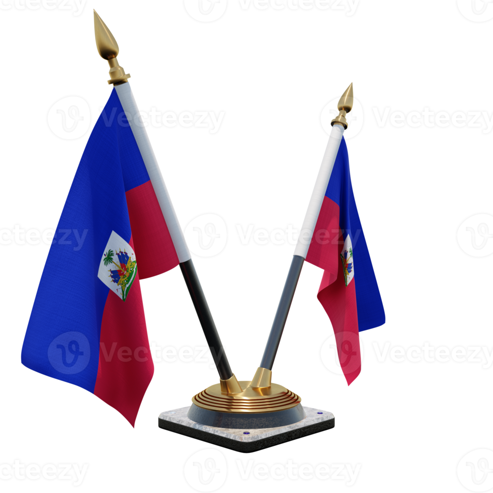 Haïti 3d illustratie dubbele v bureau vlag staan png