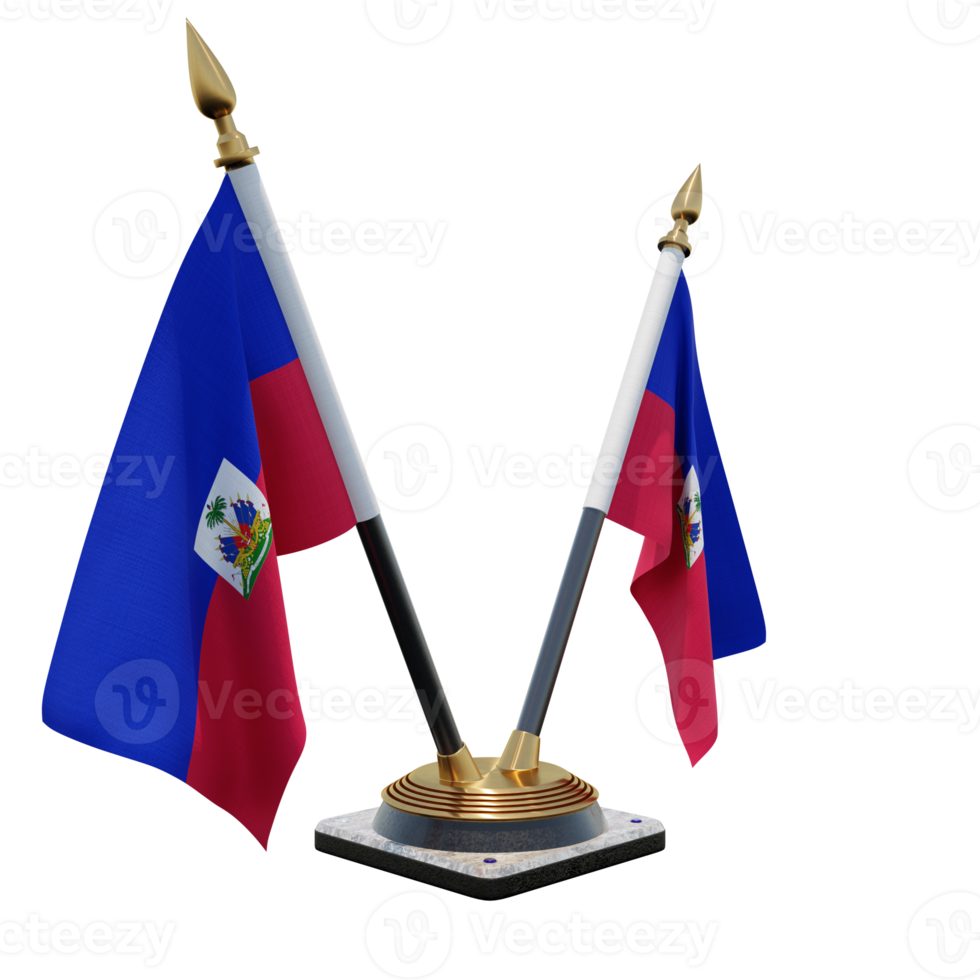 haití ilustración 3d soporte de bandera de escritorio doble v png