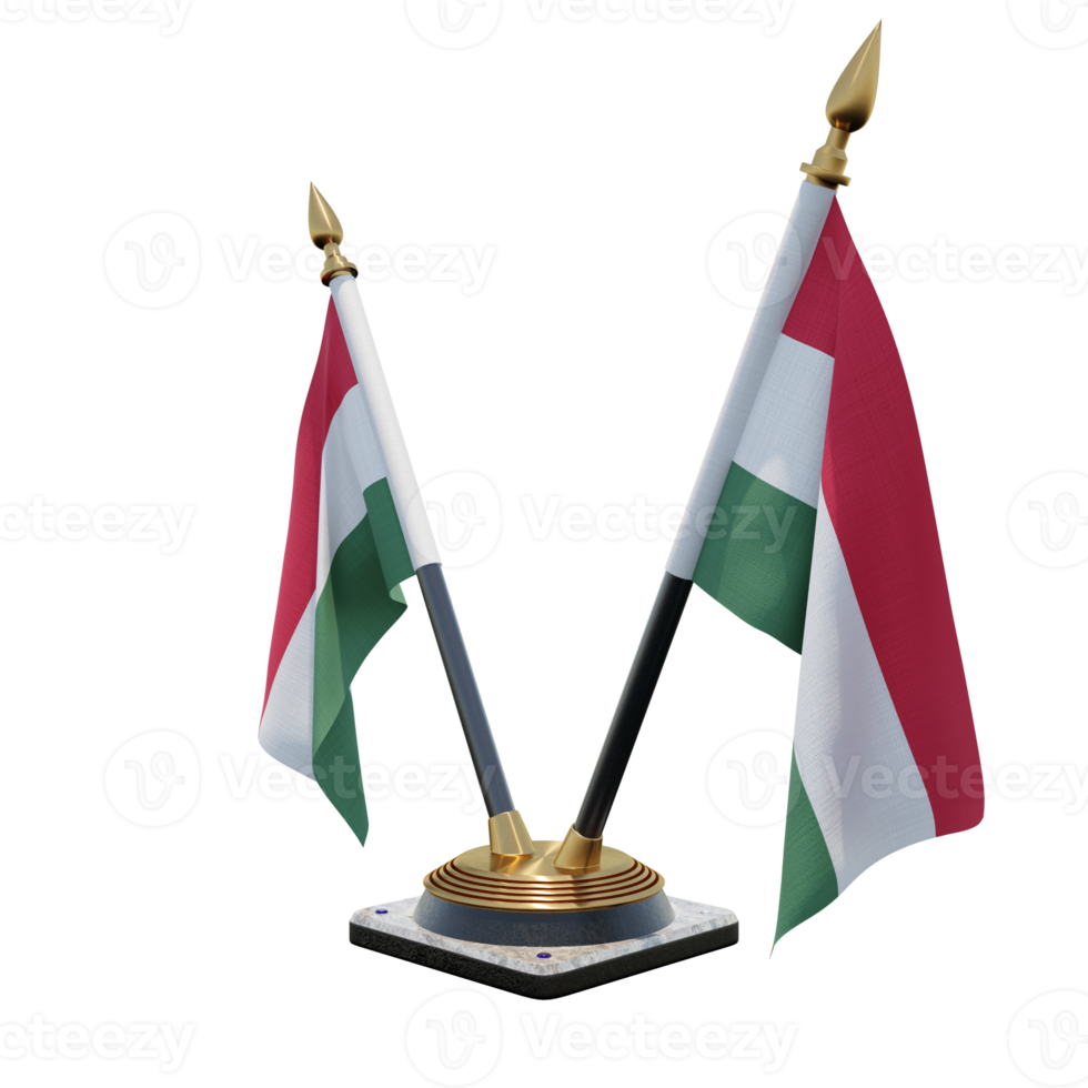 Hungary 3d illustration Double V Desk Flag Stand png