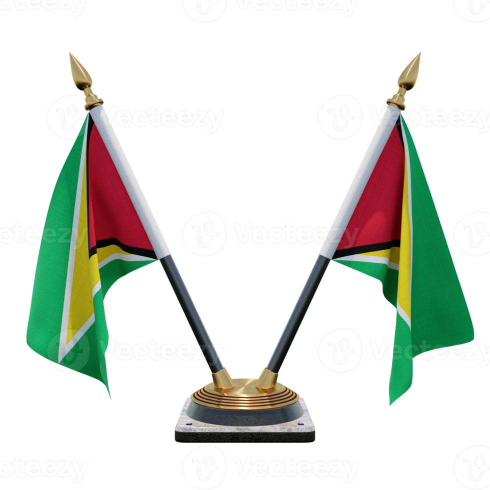 Guyana 3d illustration Double V Desk Flag Stand png