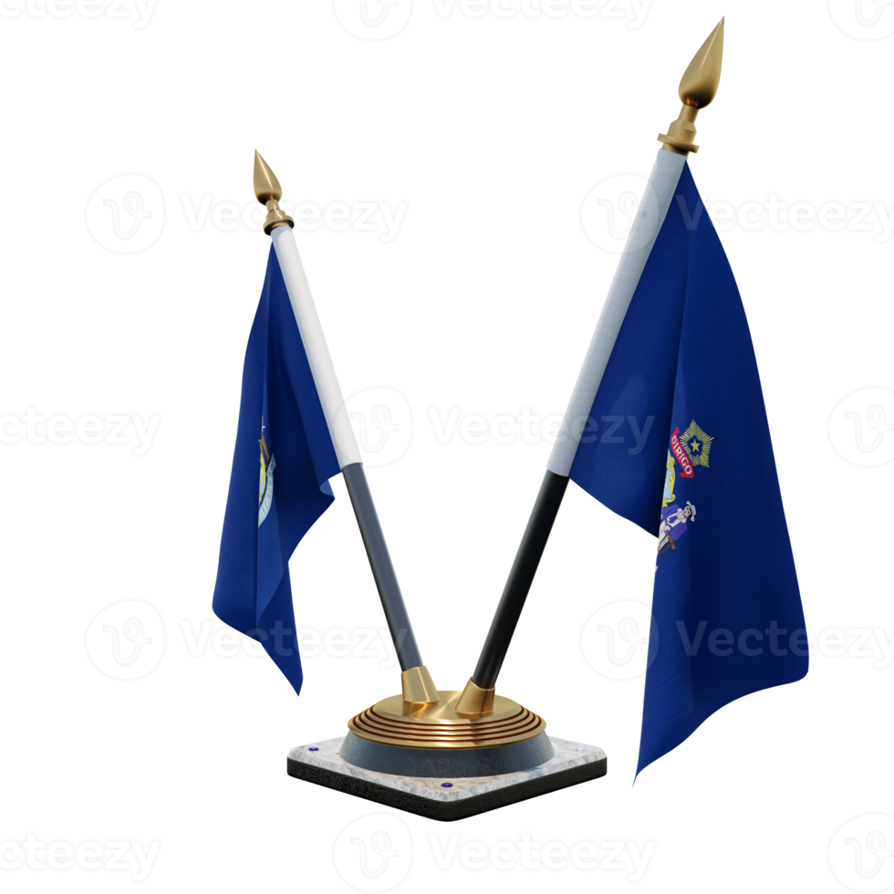 Maine 3d illustration Double V Desk Flag Stand png