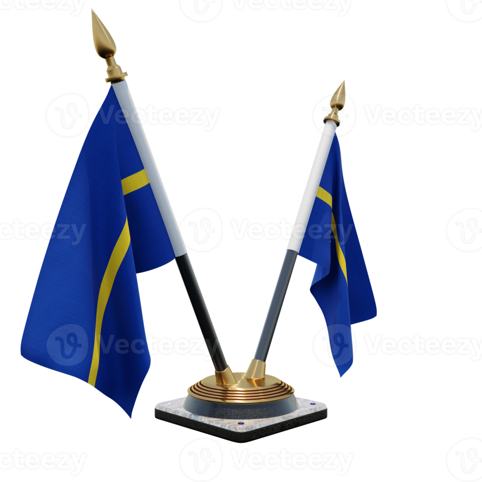 Nauru 3d illustration Double V Desk Flag Stand png