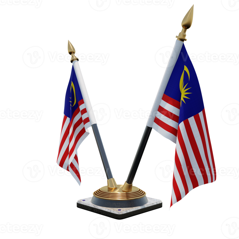 Malaysia 3d illustration Double V Desk Flag Stand png