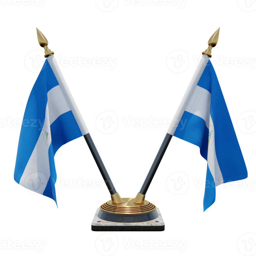 Nicaragua 3d illustration Double V Desk Flag Stand png