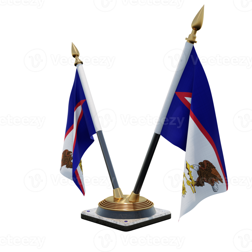 American Samoa 3d illustration Double V Desk Flag Stand png