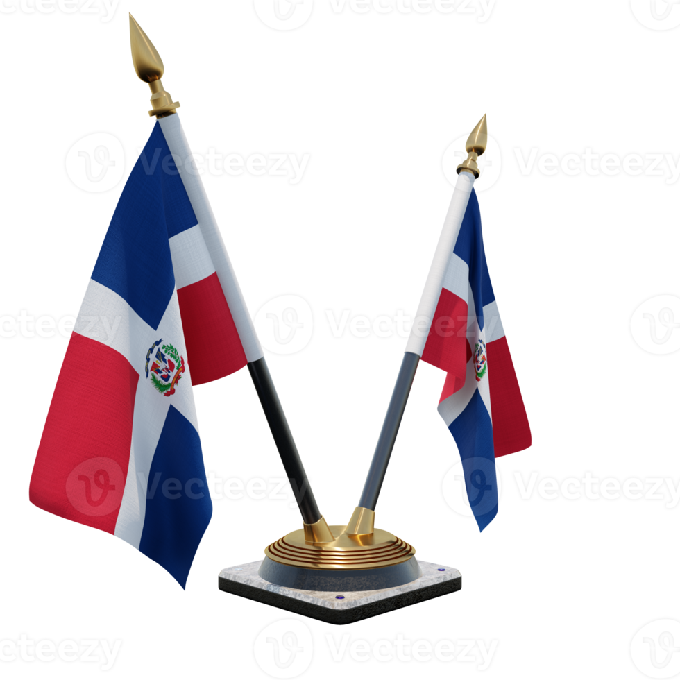 Dominikanska republik 3d illustration dubbel- v skrivbord flagga stå png