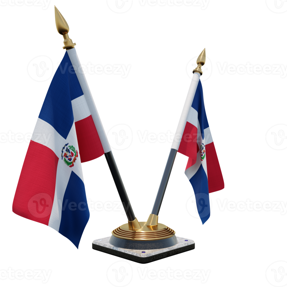 soporte de bandera de escritorio de doble v de ilustración 3d de república dominicana png