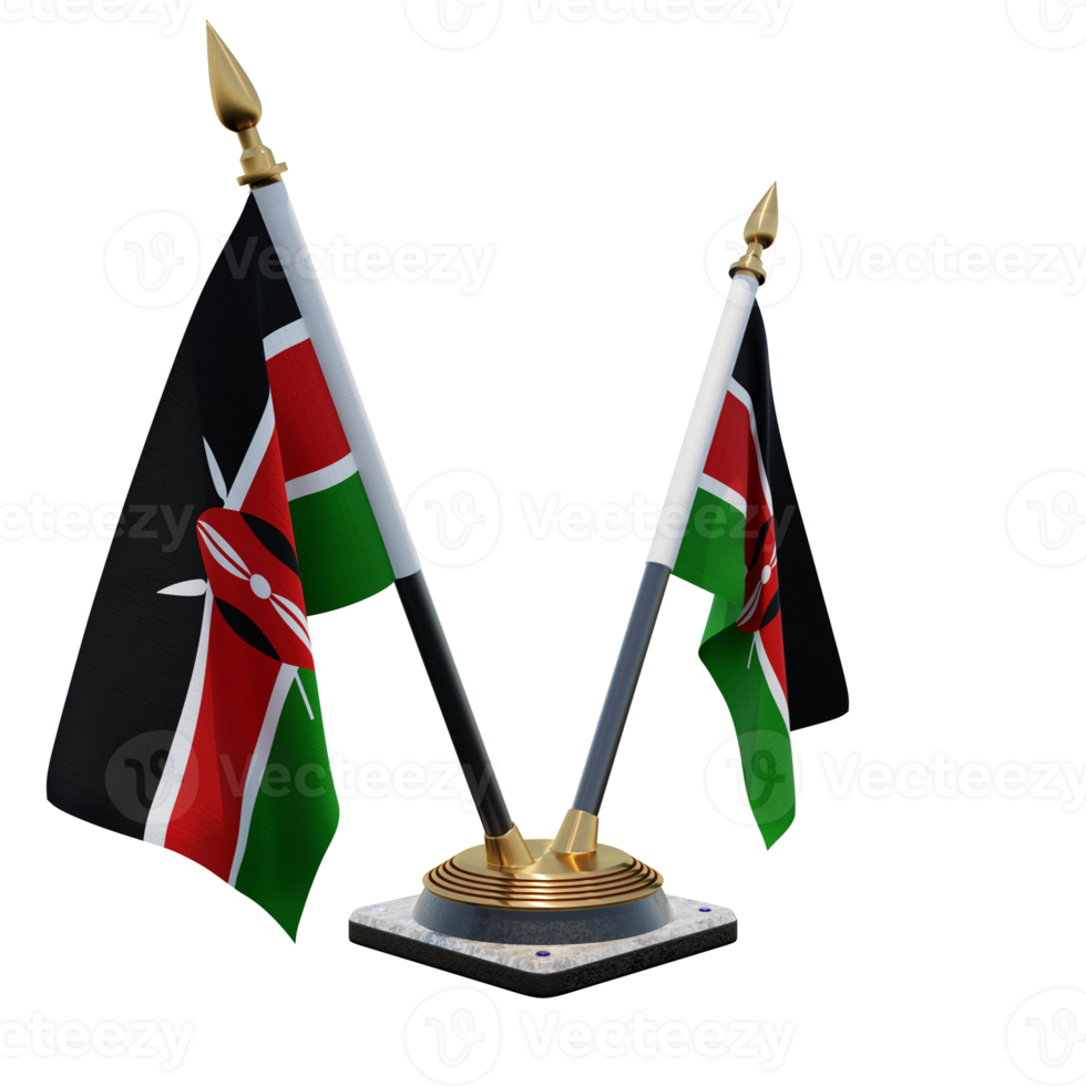 Kenya 3d illustration Double V Desk Flag Stand png