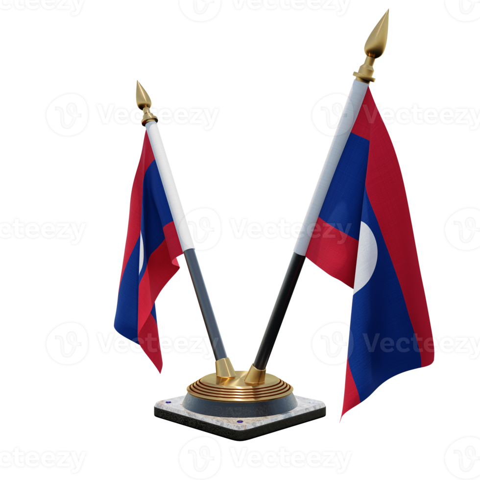 Laos 3d illustration Double V Desk Flag Stand png