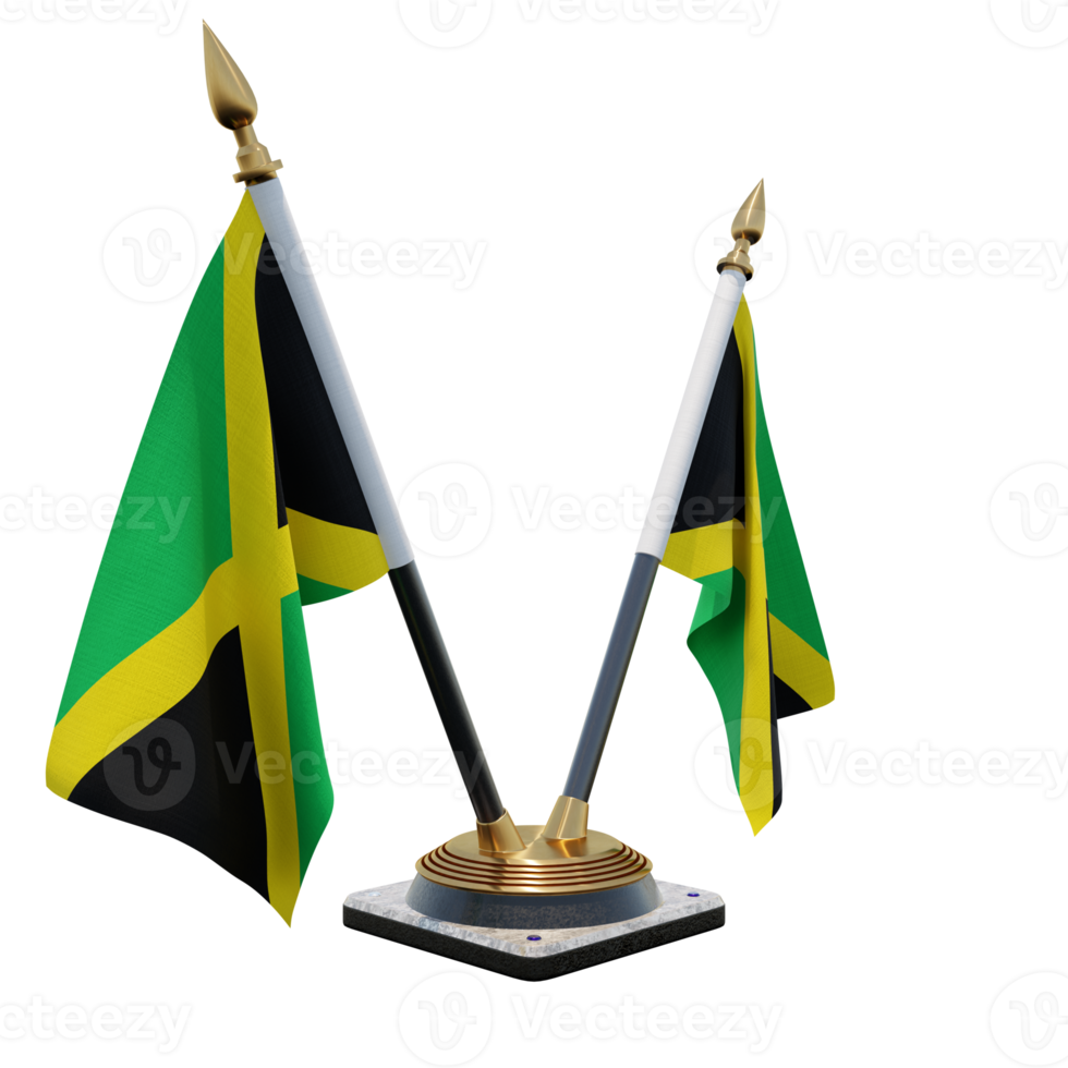 suporte de bandeira de mesa dupla v ilustração 3d da jamaica png