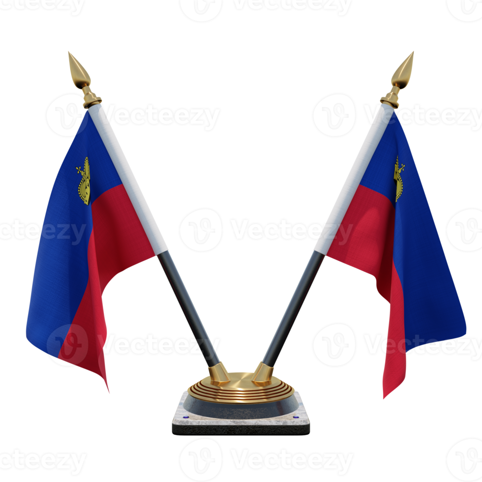 Liechtenstein 3d illustration Double V Desk Flag Stand png
