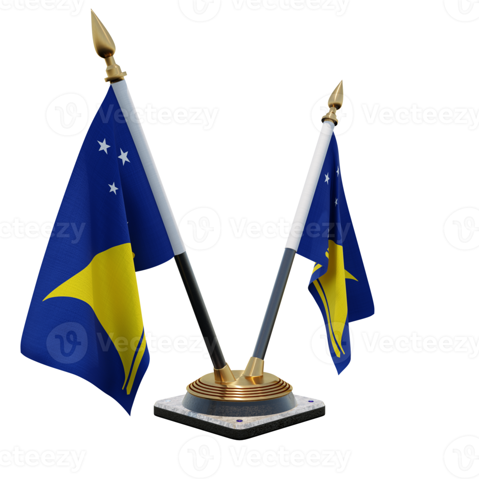 Tokelau 3d illustration Double V Desk Flag Stand png