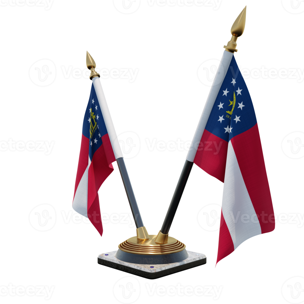 US Georgia 3d illustration Double V Desk Flag Stand png