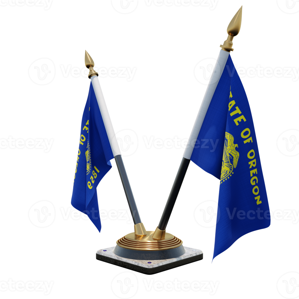 Oregon 3d illustration Double V Desk Flag Stand png
