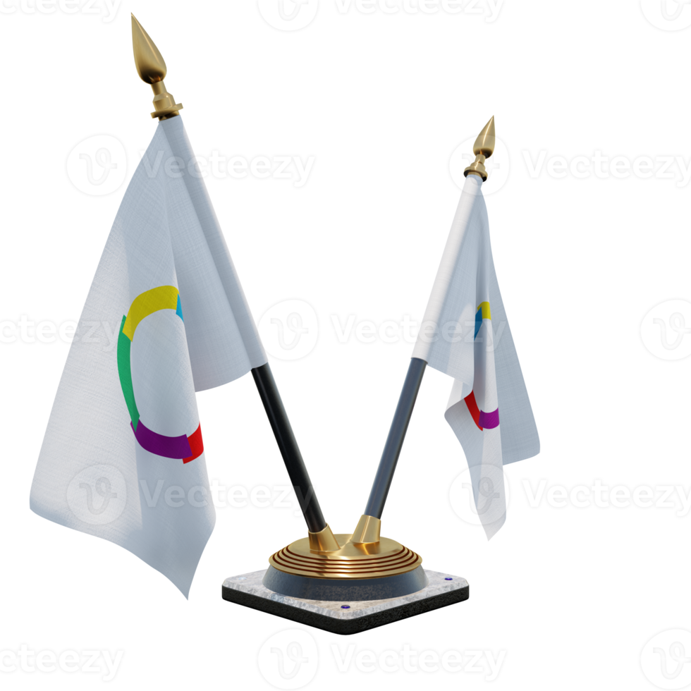 Organisation internationale de la Francophonie 3d illustration Double V Desk Flag Stand png