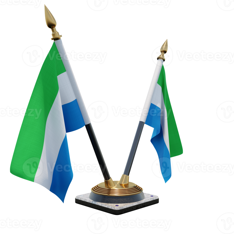 Sierra Leone 3d illustration Double V Desk Flag Stand png