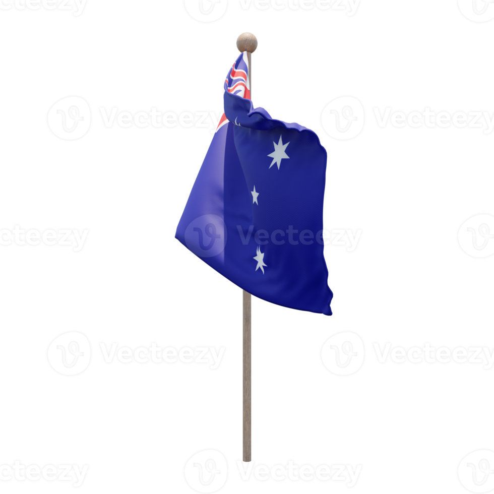 bandeira de ilustração 3d da austrália no poste. mastro de madeira png
