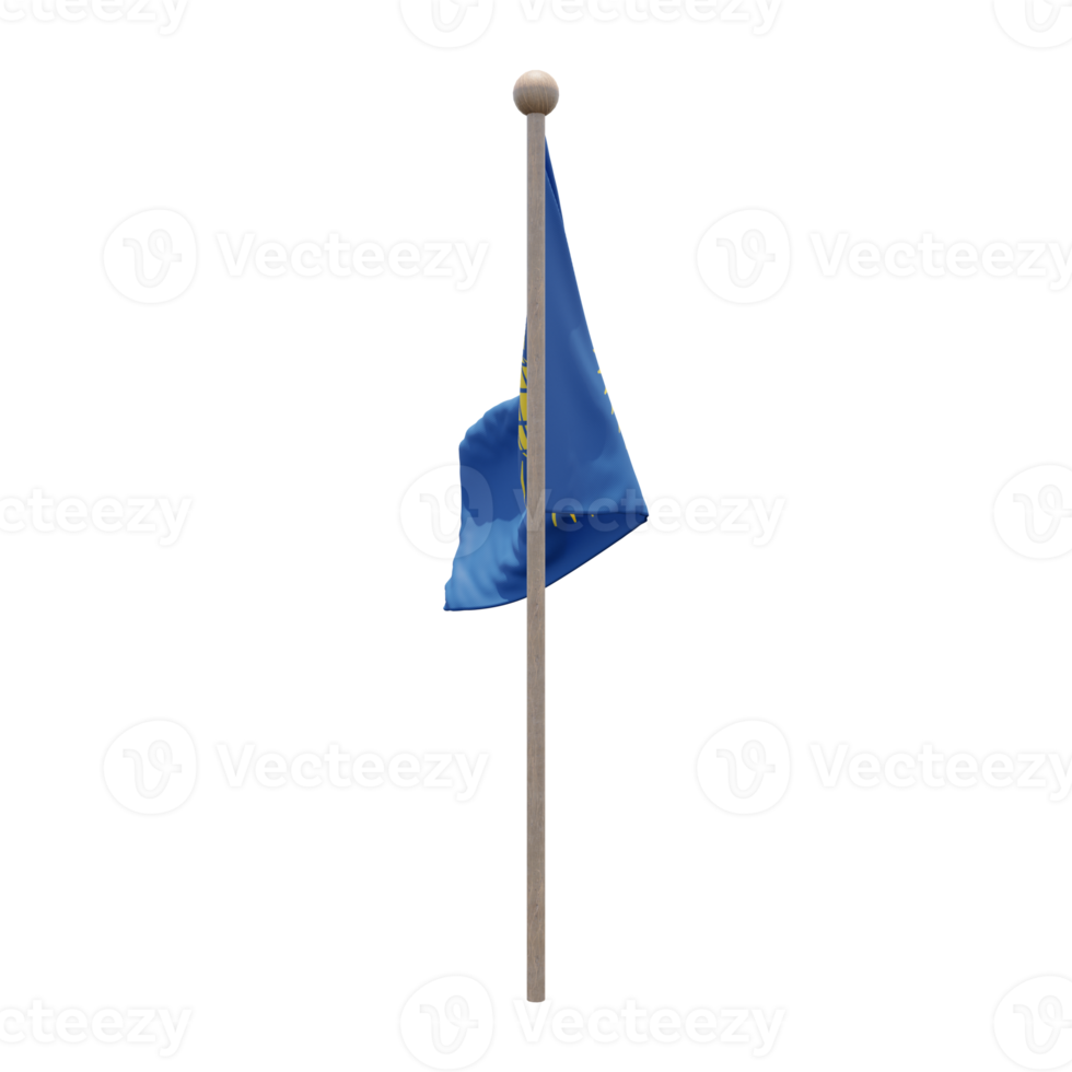 mancomunidad de naciones 3d ilustración bandera en el poste. asta de bandera de madera png