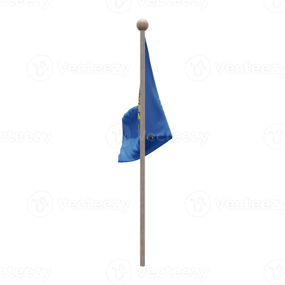 Gemenebest van landen 3d illustratie vlag Aan pool. hout vlaggenmast png