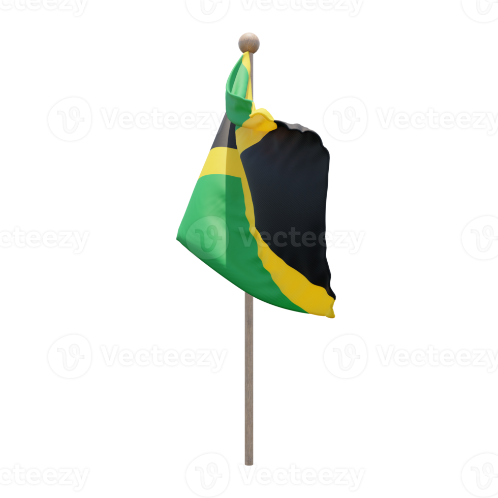 bandeira de ilustração 3d jamaicana no poste. mastro de madeira png