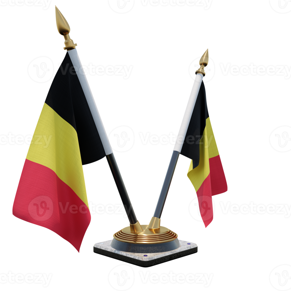 Belgium 3d illustration Double V Desk Flag Stand png