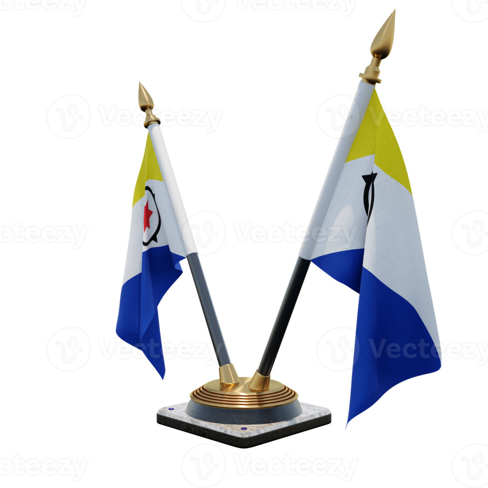 Bonaire 3d illustration Double V Desk Flag Stand png