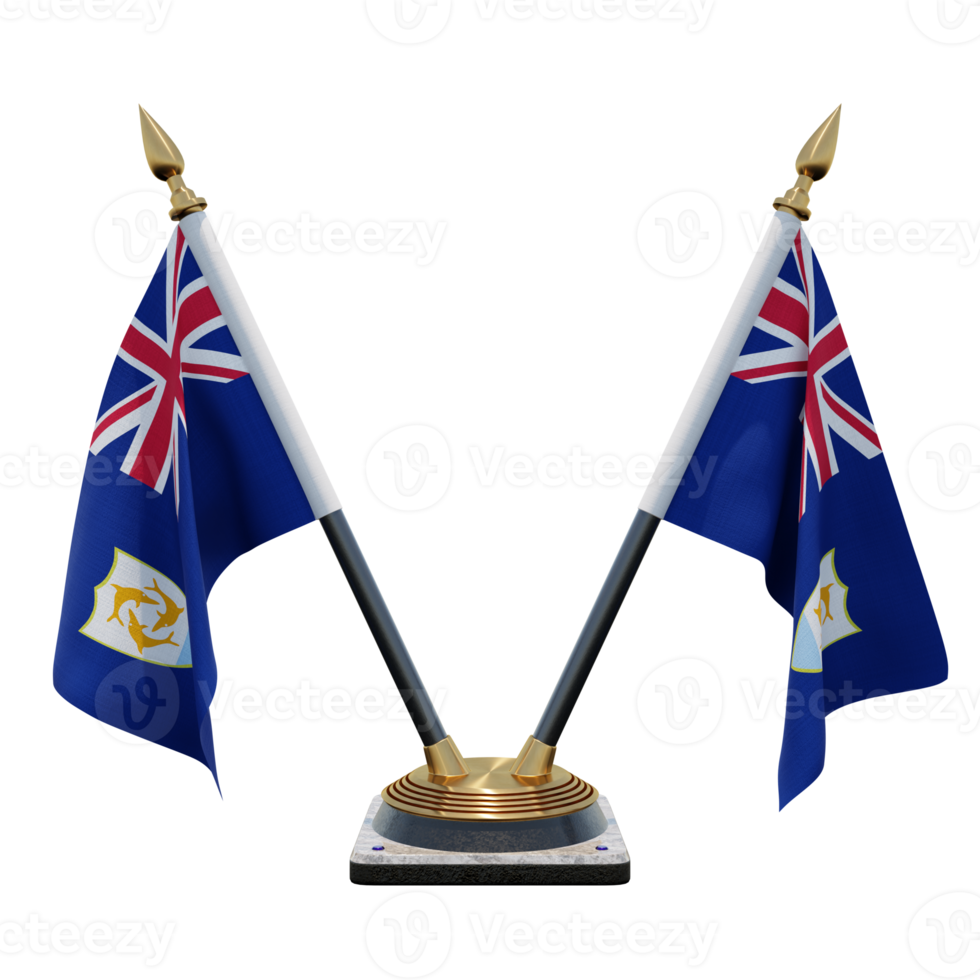 Anguilla 3d illustration Double V Desk Flag Stand png
