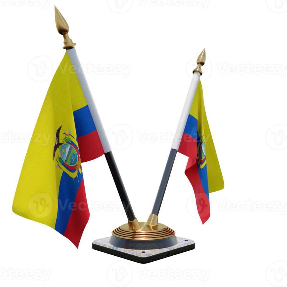 Ecuador 3d illustration Double V Desk Flag Stand png