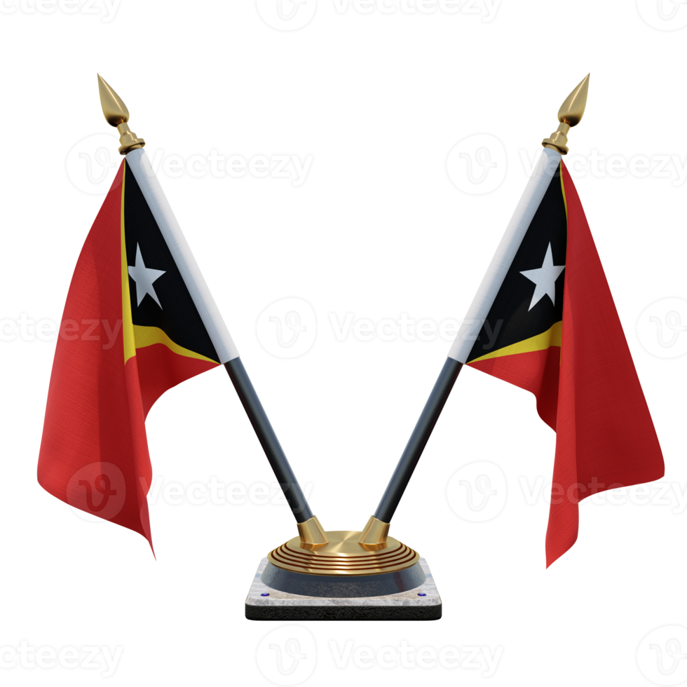 timor leste 3d ilustração dupla v suporte de bandeira de mesa png