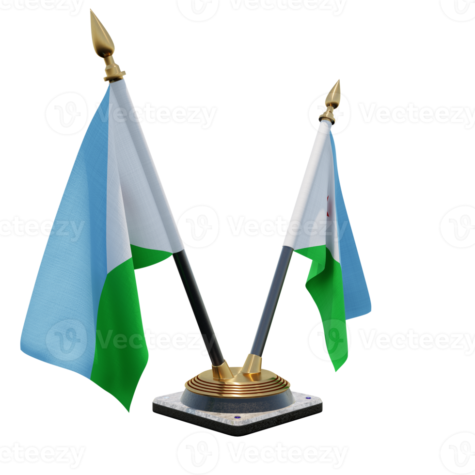 Djibouti 3d illustration Double V Desk Flag Stand png