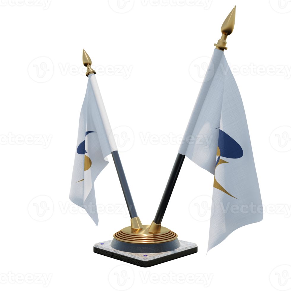 Eurasian Economic Union 3d illustration Double V Desk Flag Stand png